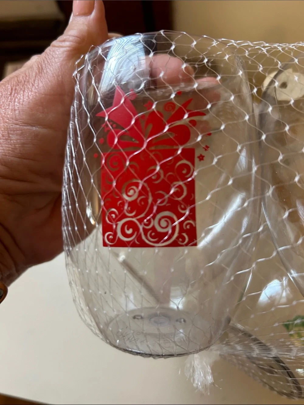 Shatterproof Stemless Wine Glasses - Clear with Colored Accents (Set of 4) New